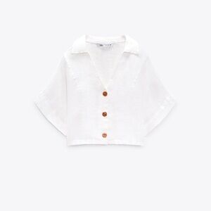 Zara Cropped Linen Shirt